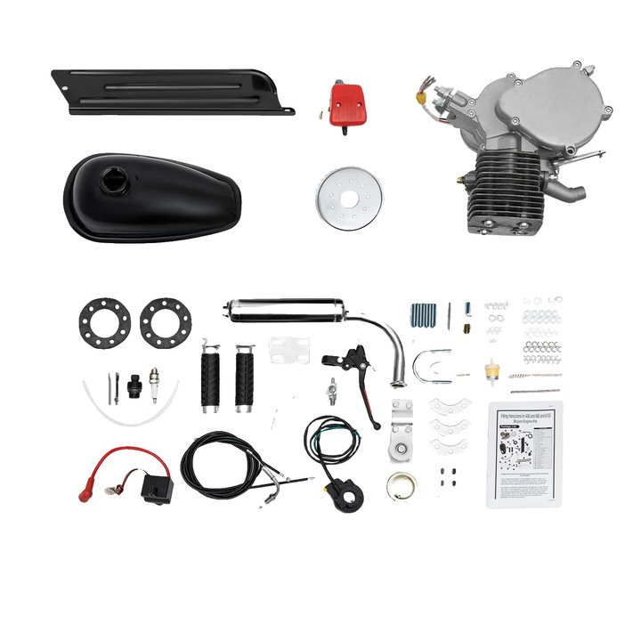 Motor pentru bicicleta, 100CC, performanta puternica, argintiu, 42x42x20cm