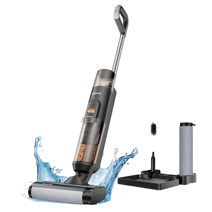 Прахосмукачка за мокро и сухо почистване, интелигентно откриване на мръсотия, ергономичен дизайн, черна, компактни размери