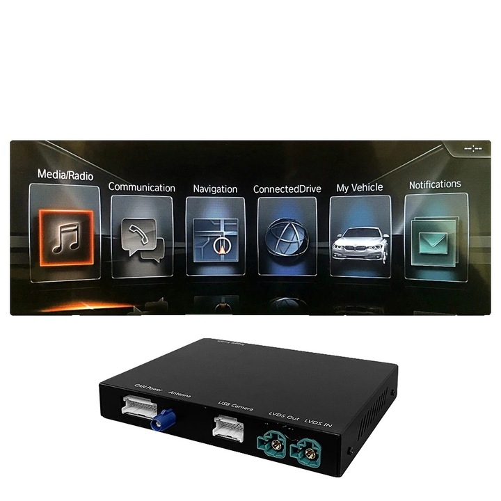 Interfata Wireless CarPlay Android Auto, EVO-ID 5, suport GPS, conectivitate multi-dispozitive, negru, 150x100x23mm