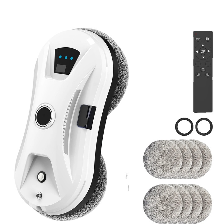 Робот за почистване на прозорци, мощно засмукване 5600pa, ултразвуково пръскане, компактни размери, EU щепсел