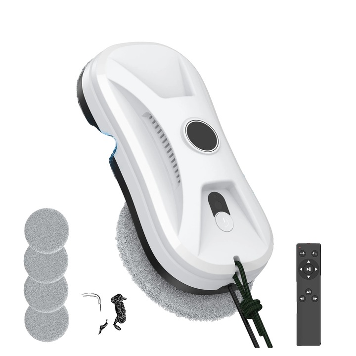 Robot de curatat geamuri, spray ultrasonic, putere de aspiratie 5600pa, gri deschis, set