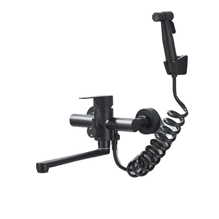 Fali csaptelep, egykaros működtetésű, fekete, sárgaréz