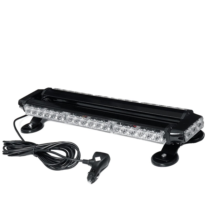 Bara de lumini stroboscopice, 21 inch, 42 LED-uri, 12V, culoare luminii chihlimbar, 7 moduri de flash, montare magnetica