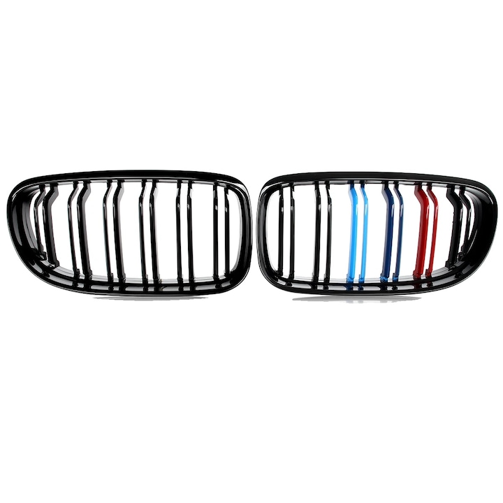 Grila fata BMW E90 E91, set, material ABS, negru lucios, 35x19x12cm