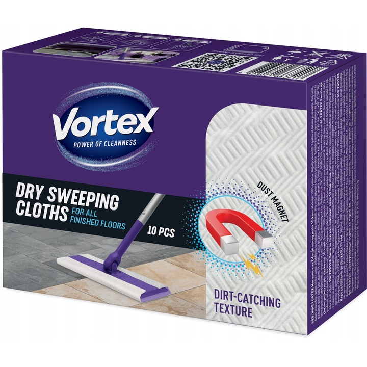 Lavete uscate pentru mop, Vortex, 10 buc, microfibra, alb