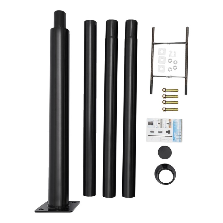 Stalp de iluminat stradal, solar, constructie durabila, negru, 4m