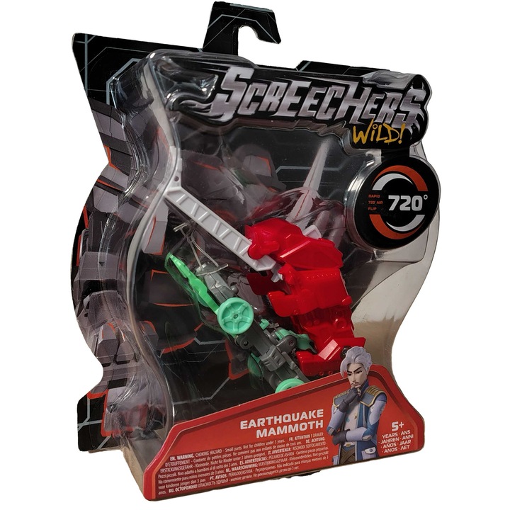 Фигурка ALPHA TOYS Screechers Wild! Earthquake Mammoth, трансформираща се, многоцветна, 11,5x6x4 см, комплект