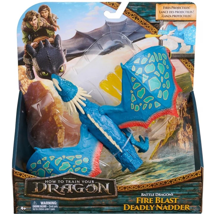 Figurină Dragonul de Luptă Fire Blast Deadly Nadder, Spin Master, multicolor, 4+ ani