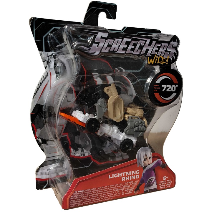 Трансформираща се фигурка ALPHA TOYS Screechers Wild! Lightning Rhino, многоцветен, 9x5.5x3см, комплект