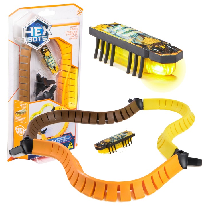 Hexbots Hexbug Nano Flash, figurina galbenă cu set de start, 5, 5cm, 25x14x3cm