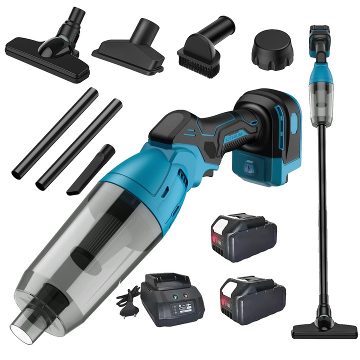 Mini hordozható porszívó, 24Kpa, 2 akkumulátor, kompakt kialakítás, vezeték nélküli