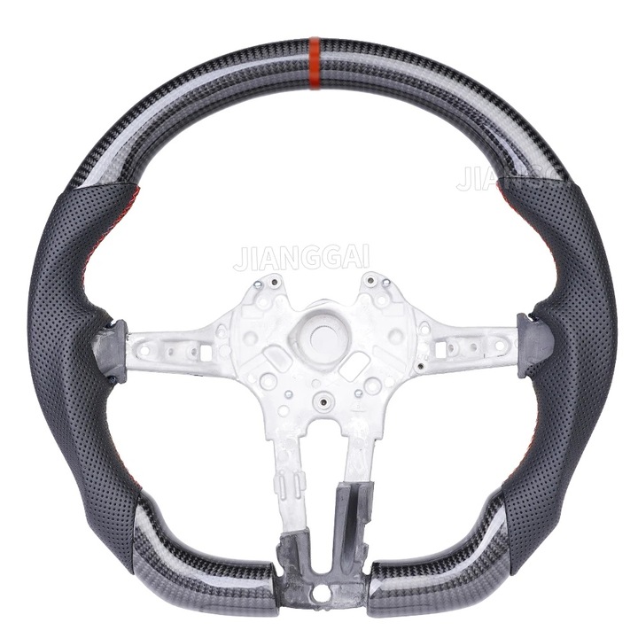 Volan din fibra de carbon, design plat D, compatibil cu BMW M3, personalizabil, rosu
