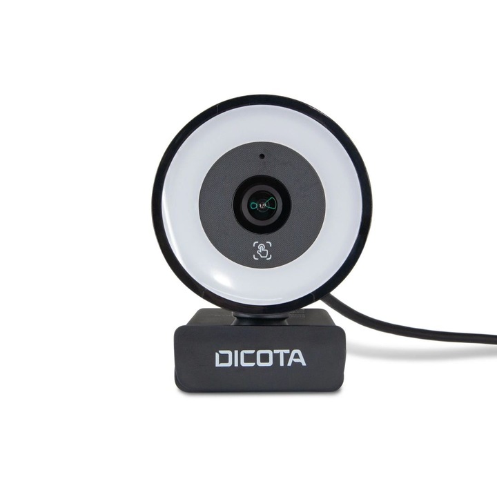 Camera Web Dicota Ringlight 5MP, QHD, Microfon, USB 2.0, Negru