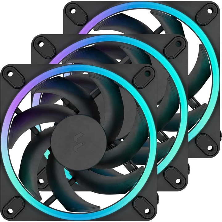 Ventilator PC Fractal Design Momentum 12 RGB, set 3 bucati, 12cm, 350-1800rpm, 28dBA, negru