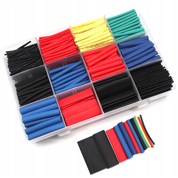 Set 800 tuburi termocontractibile, Aptel, mix culori, 40mm, diametru 1-13mm