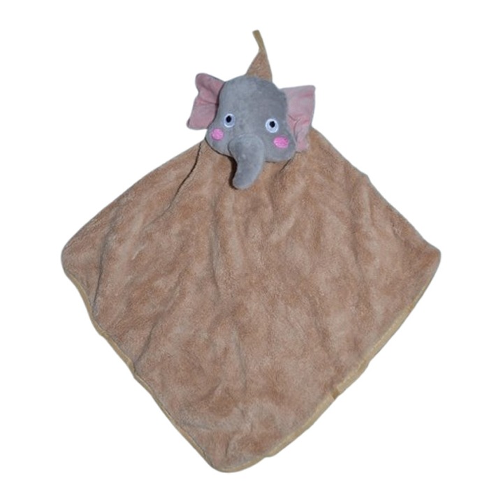 Jucarie de plus, de atasament, elefant, pentru bebelusi, Mini Junior PTR0703M, Maro