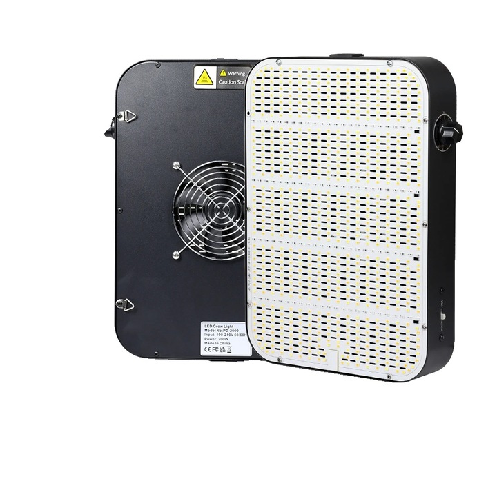 Lampa LED pentru cresterea plantelor, 200W, spectru complet, intensitate ajustabila, aluminiu, dimensiuni compacte