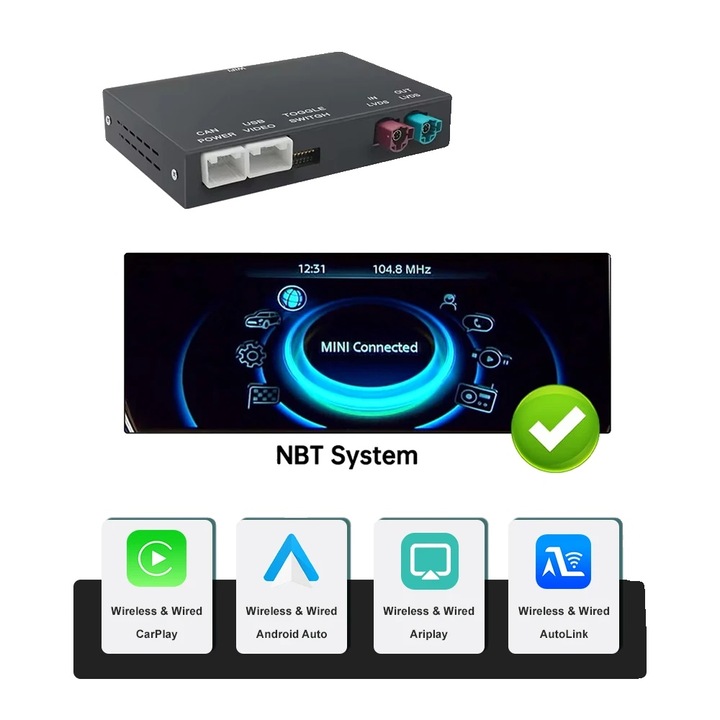 Interfata Carplay, Wireless Android Auto, Compatibilitate Smartphone, NBT, Dimensiuni compacte