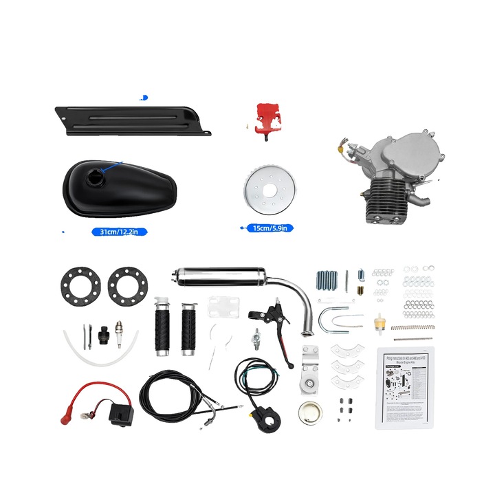 Kit motor pentru bicicleta, 100CC, 2.5 HP, viteza maxima 48 km/h, instalare DIY