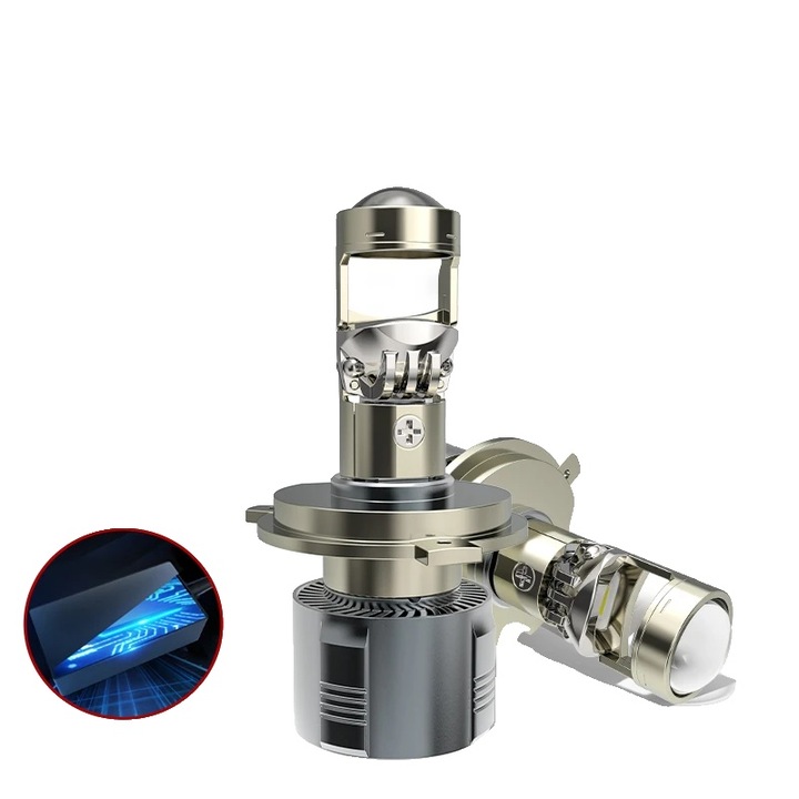 Becuri auto LED H4 200W, 20000LM, 6500K, design compact, instalare usoara
