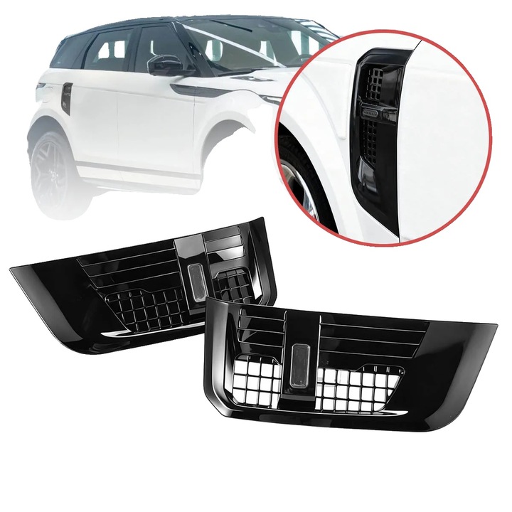 Capac pentru admisie aer, ABS, personalizat pentru aripile laterale, negru lucios, pentru Defender 90, 110 (2020+)