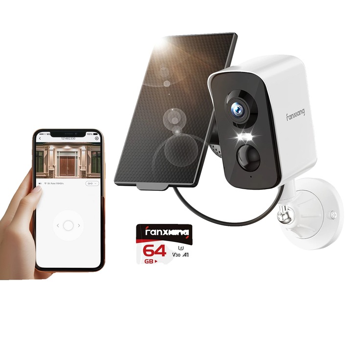 Камера за наблюдение, 2.0 мегапиксела, двупосочно аудио, комплект от 2 броя, соларно и батерийно захранване, устойчива на атмосферни влияния