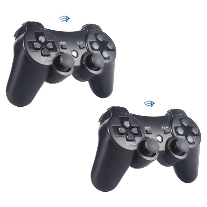 Set 2 Controller wireless, DUALSHOCK HJS-88, Negru, pentru PlayStation 3