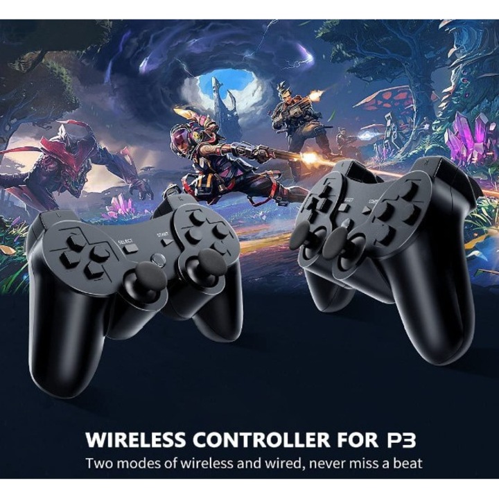 Комплект от 2 безжични контролера DUALSHOCK за PS3, черен, HAPPY JOKER®