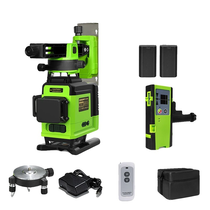 Nivela laser, 16 linii, control de la distanta, verde, dimensiuni compacte