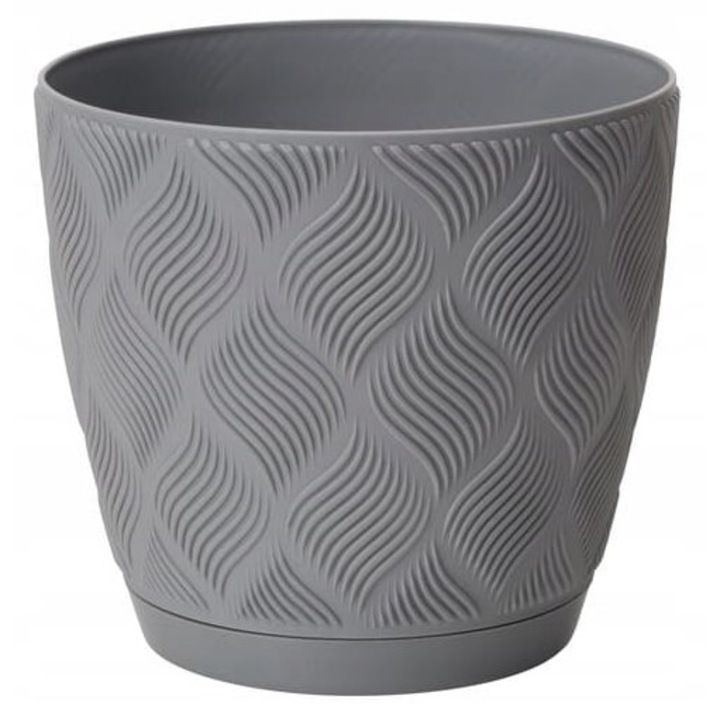 Ghiveci Form-Plastic, platina, 15,4x17cm, cu suport