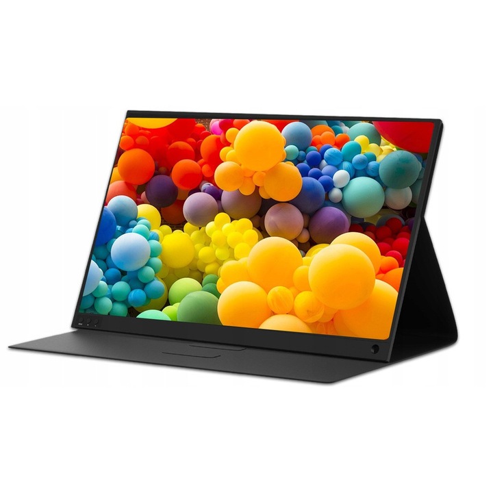 Monitor portabil ZEUSLAP P15A, IPS Full HD 1080p, 15.6", difuzoare integrate, 650g