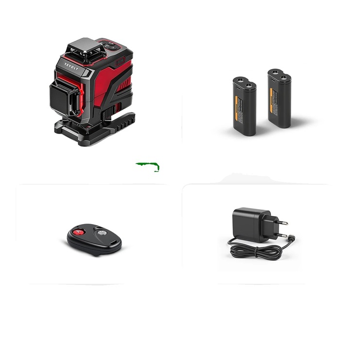 Lézeres szintező, 4 sík, önszintező, 30m, 125x85x125mm