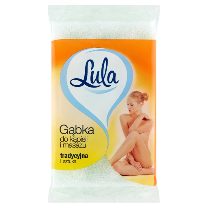 LULA hagyományos fürdőszivacs peeling réteggel, 1 darab, puha hab, ergonomikus Sarantis