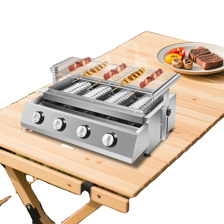 Gratar gaz 4 arzatoare reglabil inox 58x40x20cm