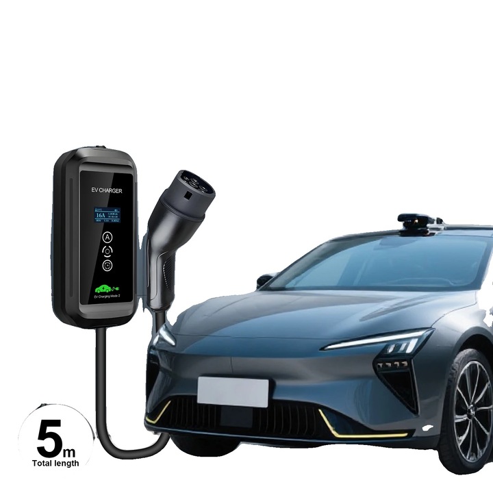 Incarcator EV, 11KW, cablu 5M, Tip 2, constructie robusta, optiuni de incarcare versatile