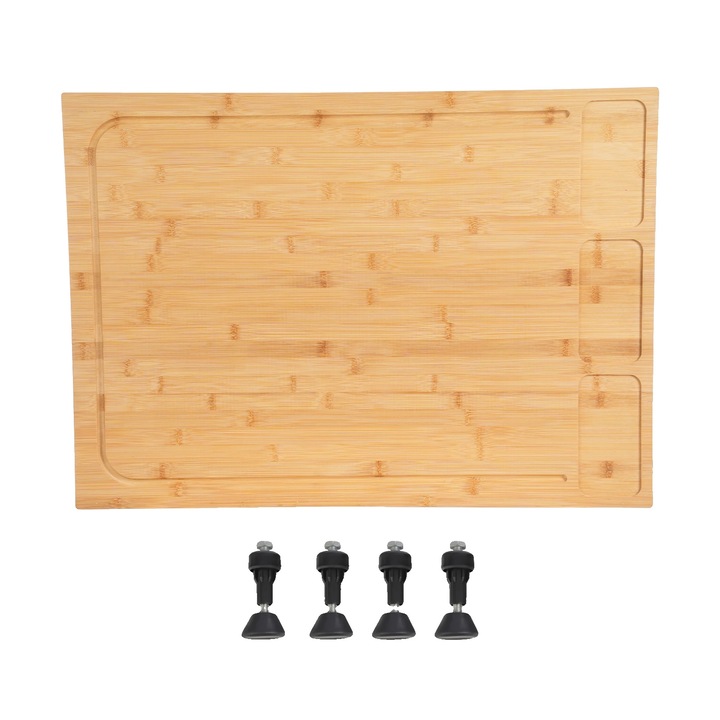 Capac vase pentru gatit, constructie din bambus, functionalitate duala, culoare lemn, 29.53x21.26in