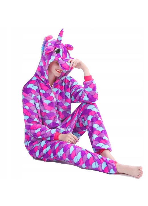 Pijama kigurumi unicorn, multicolor, material calduros, S INTL