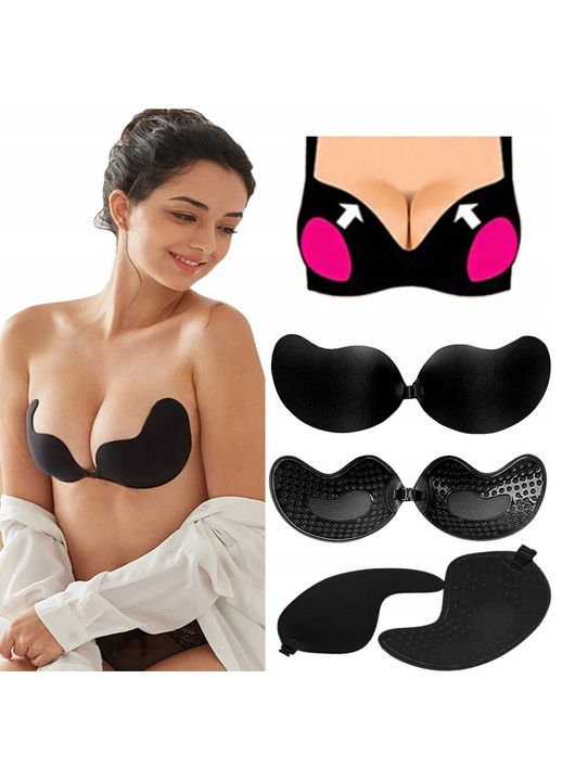Sutien autoadeziv, negru, fara bretele, fara balene, fara spate, C EU
