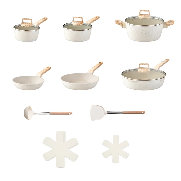 Set de oale si cratite, granit antiaderent, compatibile cu plite cu inductie, 10 piese