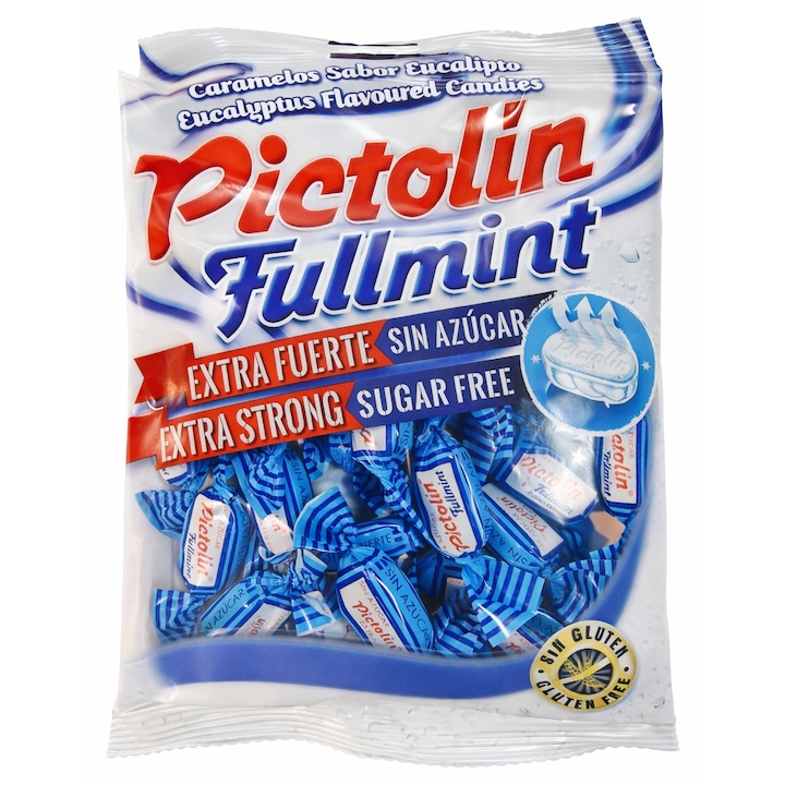 Bomboane fara zahar Pictolin, eucalipt si menta, 65g