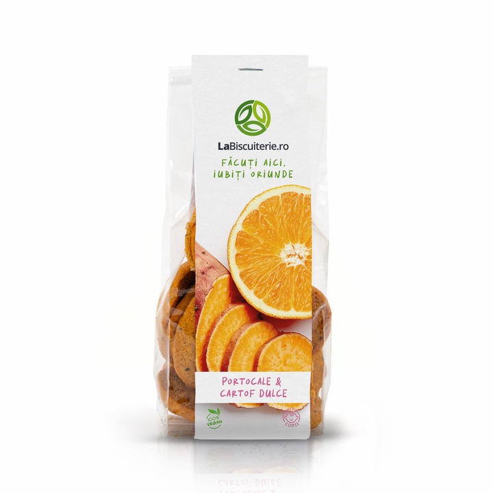 Biscuiti vegani LaBiscuiterie cu portocale si cartof dulce, 120g