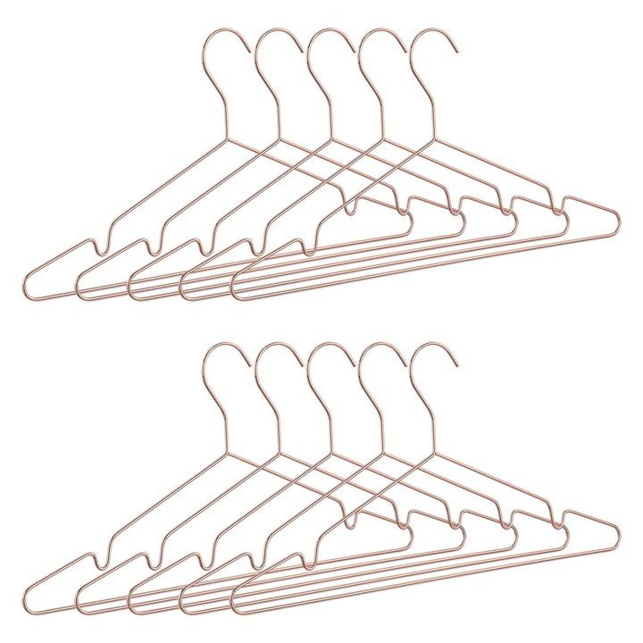 Relaxdays vállfák, 21 x 42 x 0.3 cm, fém, rózsaarany
