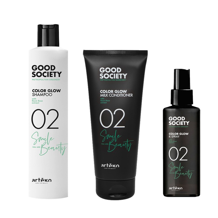 Artego Color Glow Set Profesional ingrijire completa par vopsit, Sampon 250 ml si Balsam 200 ml si Spray Bifazic K Spray 150 ml