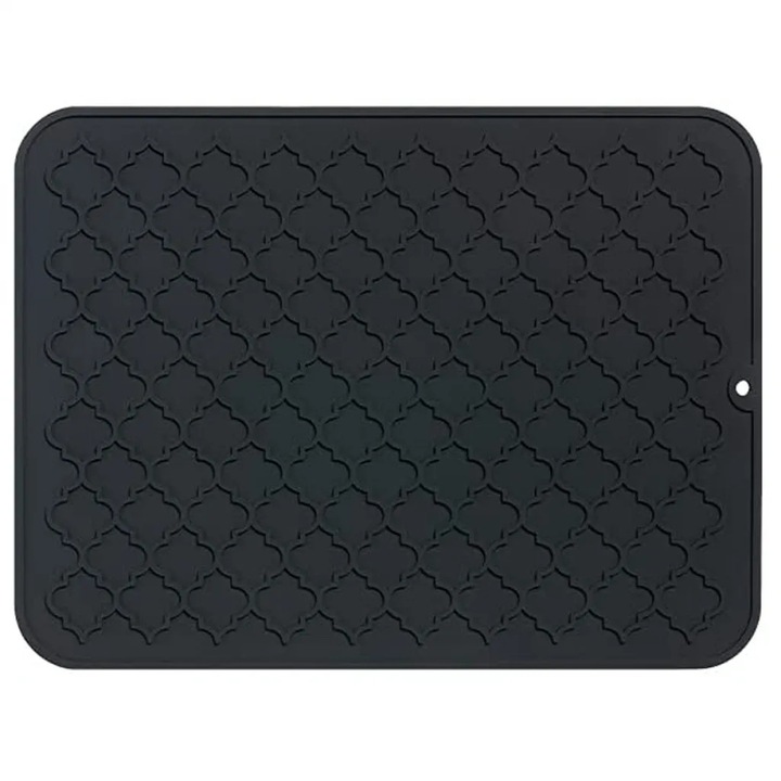 Szilikon edényszárító, fekete, 40x30x0.5cm, az optimális szárításért