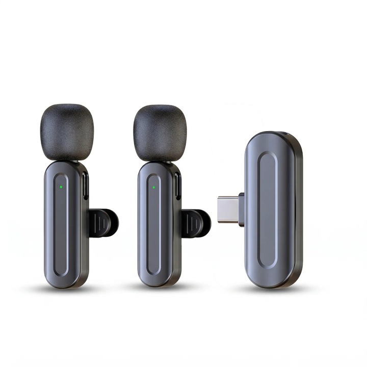 Microfon Lavaliera HASEPE Wireless 2.4G Auto Connect, Microfon Lavaliera Pentru Telefon, Streaming Live Si Interviuri, Microfon Wireless Lavaliera Cu Reducere Zgomot, Microfon Lavaliera Omnidirectiona