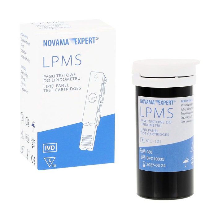 Тест ленти за липидометър Novama Expert LPMS, TC HDL TG LDL, С кодиращ чип, 10 броя