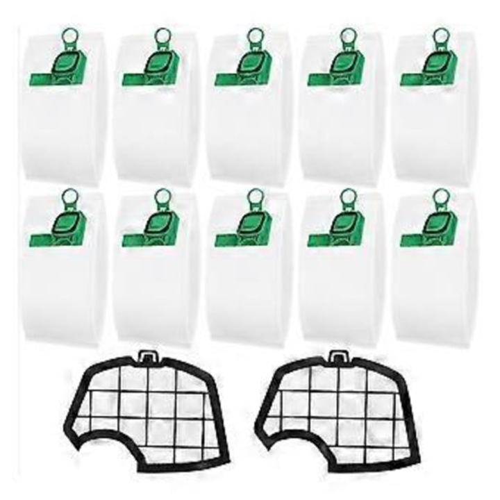 Set 10 saci aspirator microfleece si 2 filtre pentru Vorwerk Kobold VK140 VK150 FP140 FP150, alb