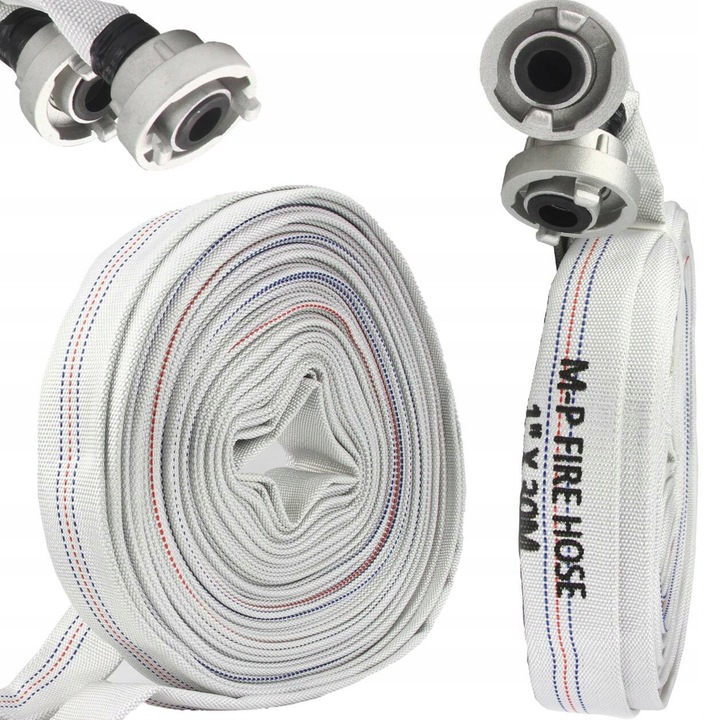 Vízitömlő 1"x30m, MAR-POL, fehér, csatlakozókkal