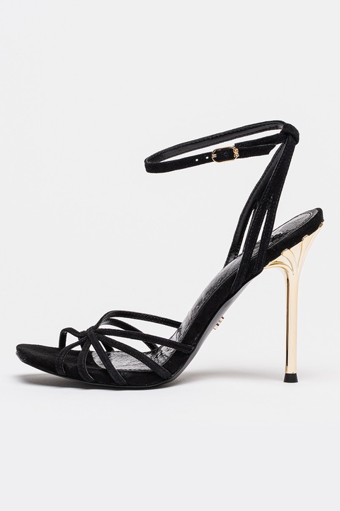 Sam Edelman, Lili magas sarkú bőrszandál, Aranyszín/Koptatott fekete