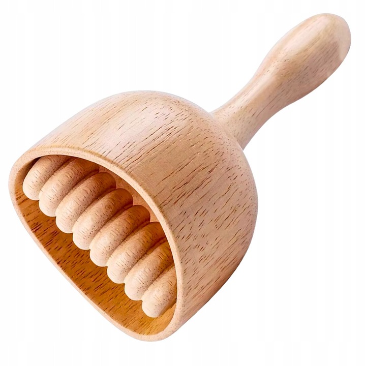 Aparat masaj din lemn pentru maderoterapie, relaxare musculară, 19x9cm, maro